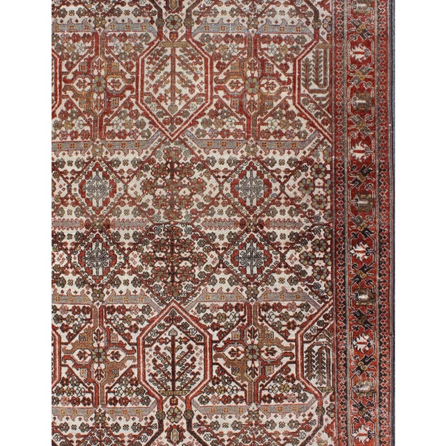 Textile Antique Persian Joshegan Rug in Ivory Background With Red, Green and Blue 3′7″ × 5′2″ For Sale - Image 7 of 10