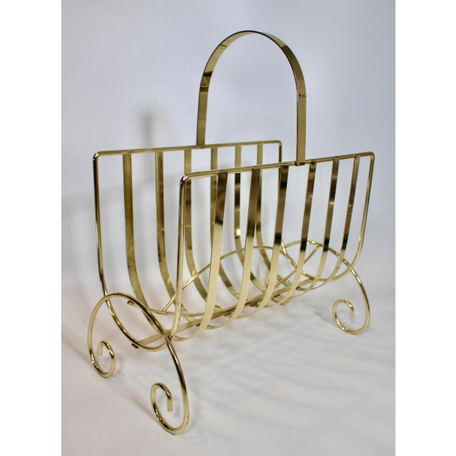 French 1960s Vintage French Brass Magazine Rack For Sale - Image 3 of 12