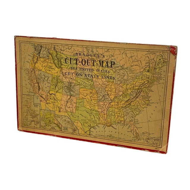Mid-Century Modern Vintage Milton Bradley's Cut-Out Map of the United States. For Sale - Image 3 of 10