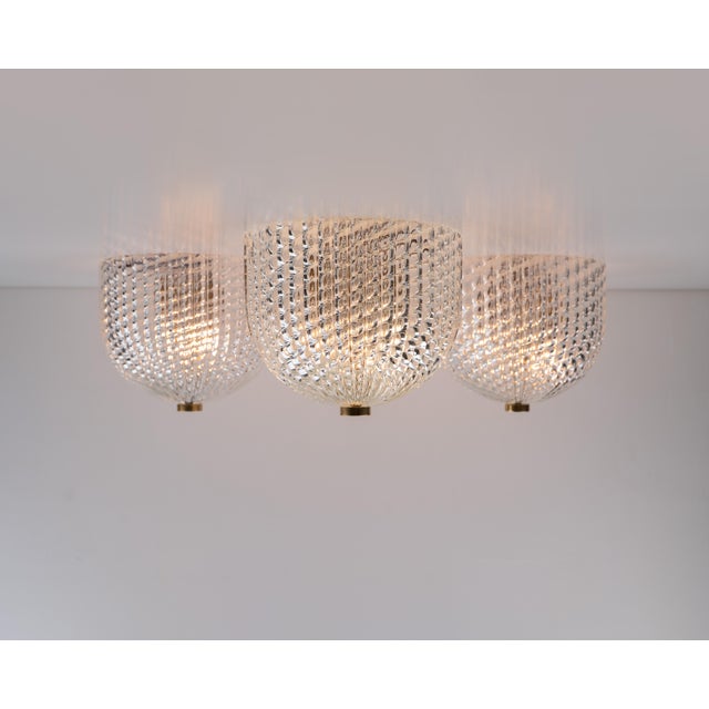 Murano Glass Ceiling Lamp from Venini, 1940s, Set of 3 For Sale - Image 10 of 11