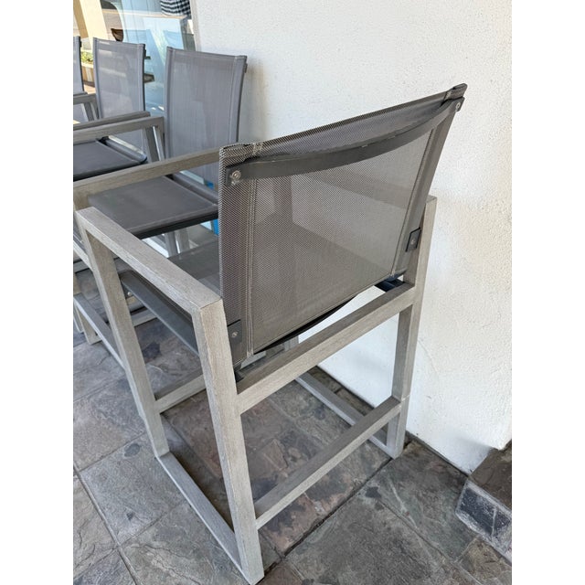 2020s Restoration Hardware Aegean Teak Wood Counter Stools, Set of 4 For Sale - Image 5 of 13