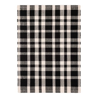 Dash & Albert by Annie Selke Tattersall Black Indoor/Outdoor Rug, 2'6" x 8' For Sale