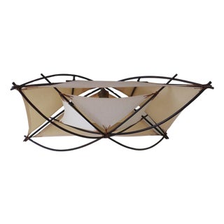 Mid-Century Modern Architectural Ceiling Light in Bamboo and Textile, 1970s For Sale