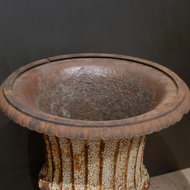 Large Antique Cast Iron Garden Urn For Sale In San Francisco - Image 6 of 8