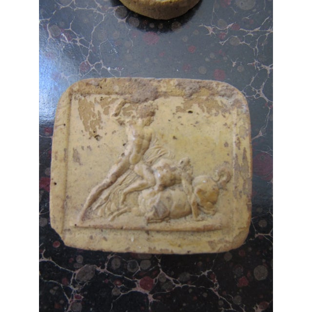 Black Set of 2 Framed Intaglios in Reclaimed Wood Antique Frames For Sale - Image 8 of 8