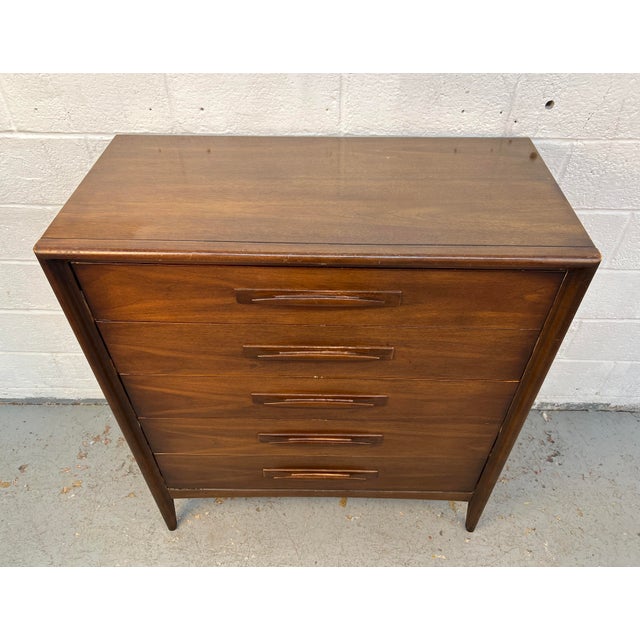 Mid 20th Century Broyhill "Emphasis" Mid-Century Walnut Highboy Dresser For Sale - Image 5 of 17