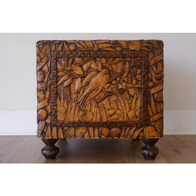 Vintage Folk Art Camphor Chest With African Safari Theme Animal Carvings For Sale - Image 4 of 15