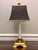 Late 20th Century Small Brass Twin Candle Bouillotte Style Lamp With Black Parchment Shade For Sale In Philadelphia - Image 6 of 17