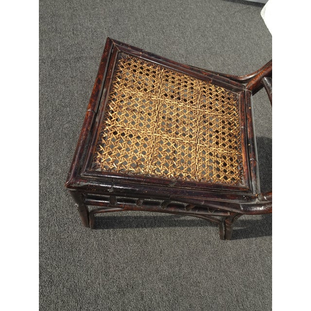 Vintage Chippendale Style Bamboo Brown Cane Side Chair For Sale - Image 12 of 18