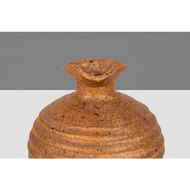 Miniature Vintage Ceramic Japanese Shigaraki Yaki Ikebana Flower Vase Vessel, Japan, C. 1960s For Sale - Image 9 of 11