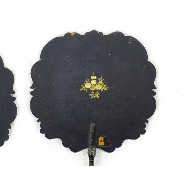 Late 18th Early 19th Century Asian Chinese Paper Papier Mache Fans - a Pair For Sale - Image 4 of 8