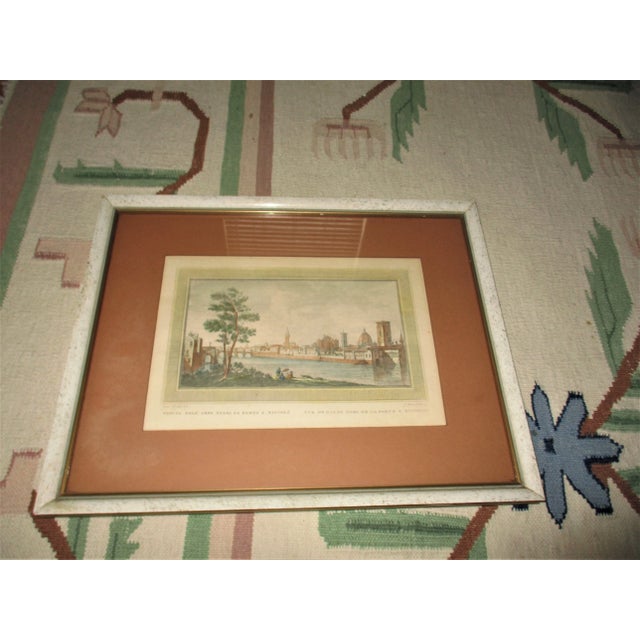 Printmaking Materials Guiseppe Zocchi (1711-1767) Hand Colored Engraving "Vue Du Pont a La Carraia" For Sale - Image 7 of 7