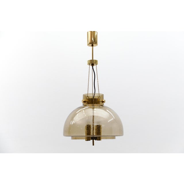 Brass and Smoked Glass Hanging Lamp from Limburg, Germany, 1960s For Sale - Image 14 of 14