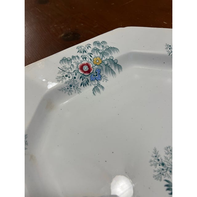 Ceramic A Very Nice Antique Staffordshire Transferware "Feather" Ironstone Platter, 1850's For Sale - Image 7 of 12