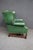 Hancock & Moore Chippendale-Style Green Leather Wingback Chair & Ottoman For Sale - Image 10 of 17
