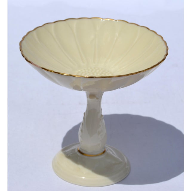 Figurative Vintage Lenox Charleston Compote Pedestal Dish Sunflower Shaped Fine Bone Ceramic For Sale - Image 3 of 14
