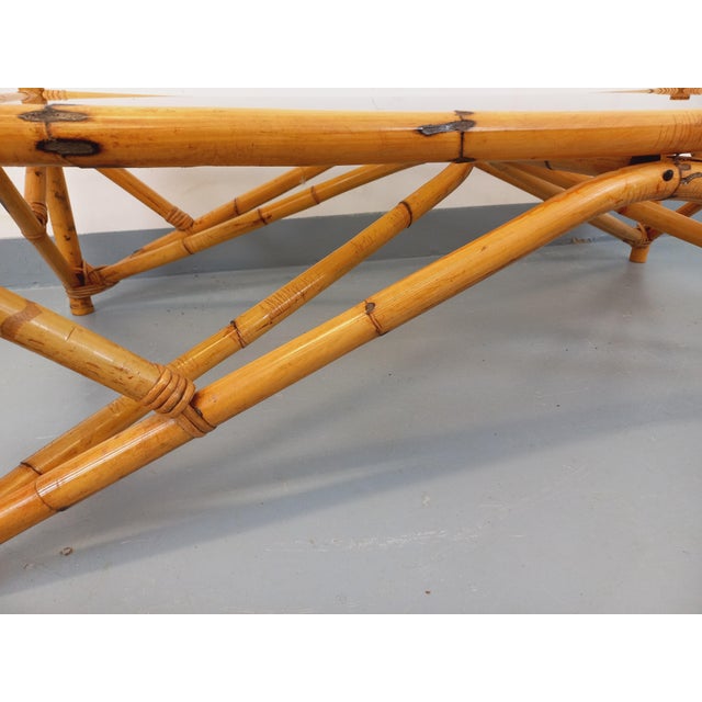 Vintage Rectangular Coffee Table in Rattan and Smoked Glass, 1970s For Sale - Image 15 of 16