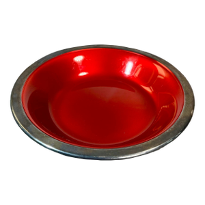 Mid 20th Century Reed & Barton Silverplate Hollowware Red Enamel Bon Bon Bowl