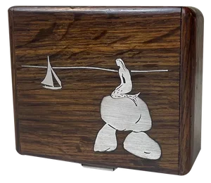 Midcentury Modern Oak Box with the Little Mermaid in Silver, 1960s