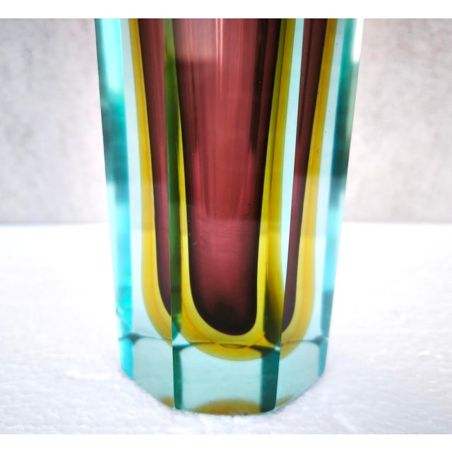 Large Murano Sommerso Block Vase 12 attributed to Mandruzzato, Italy, 1960s For Sale - Image 11 of 18
