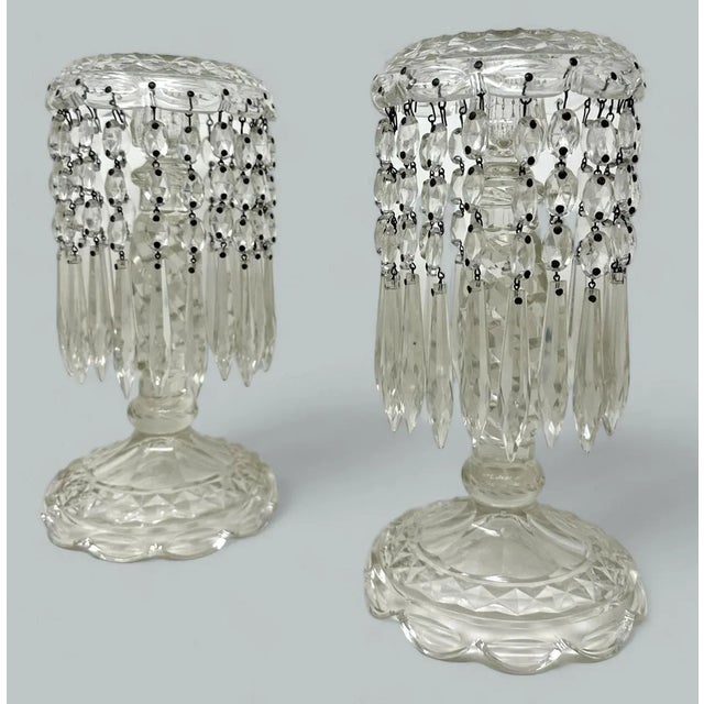 A Stylish Example of a Fine Pair of Hand Cut Full Lead Crystal Lusters of outstanding heavy gauge quality and good size...