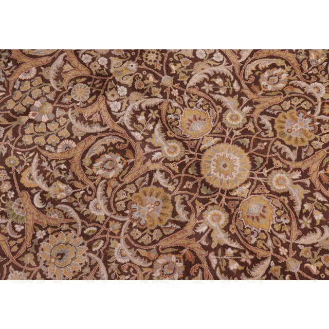 1990's Floral Pak-Persian Brown/Beige Wool Rug - 8'0'' X 10'2'' For Sale - Image 4 of 9