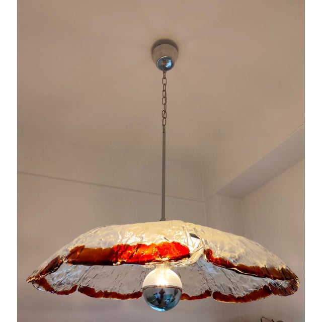 Murano Glass Pendant Lamp with 8 Petals attributed to Carlo Nason for AV Mazzega, 1970s For Sale - Image 11 of 11