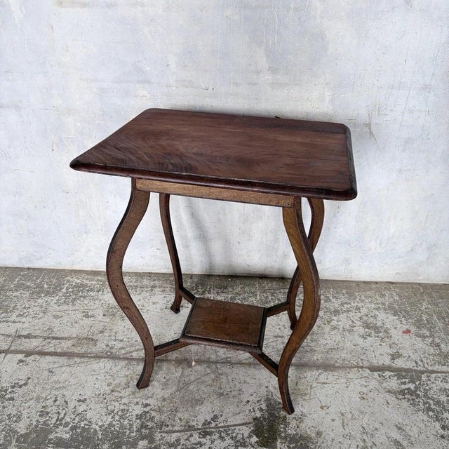 Antique Arts & Crafts Walnut Side Table with Drawer For Sale - Image 3 of 7