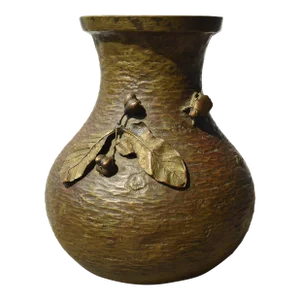 Vintage Aesthetic Movement Hammered Brass Vase, Circa Late 19th-Early 20th Century