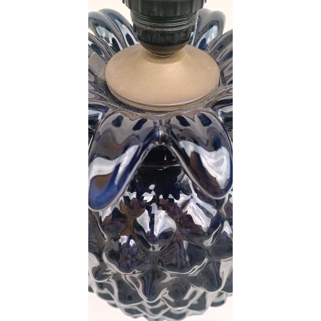 Large Pineapple Lamp in Blue Ceramic, 1970s For Sale - Image 4 of 9