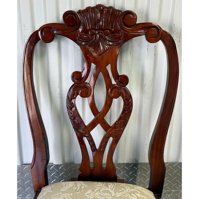 Late 20th Century Georgian Carved Rustic Mahogany Dining Chairs - Set of 4 For Sale - Image 10 of 12