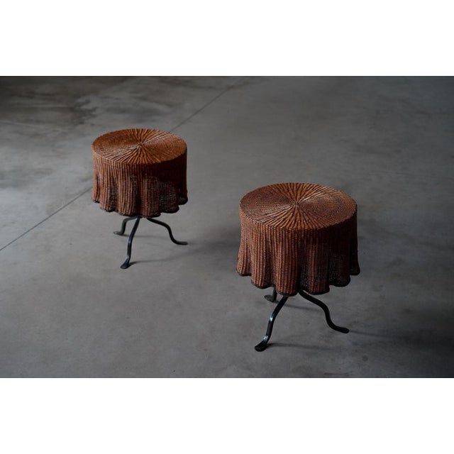 Cast Iron and Rattan Side Tables, Netherlands, 1950s, Set of 2 For Sale - Image 11 of 11