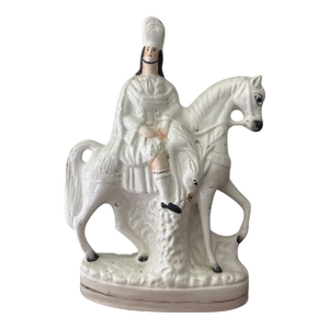 19th-Century English Staffordshire Flatback Horse and Rider Figure C. 1860-80
