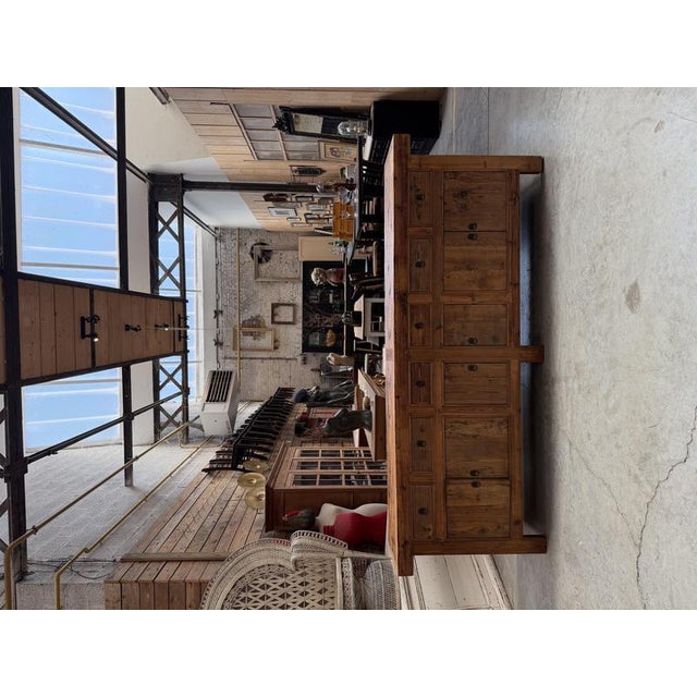 Brutalist Sideboard in Fir wood, 1980s For Sale - Image 4 of 18