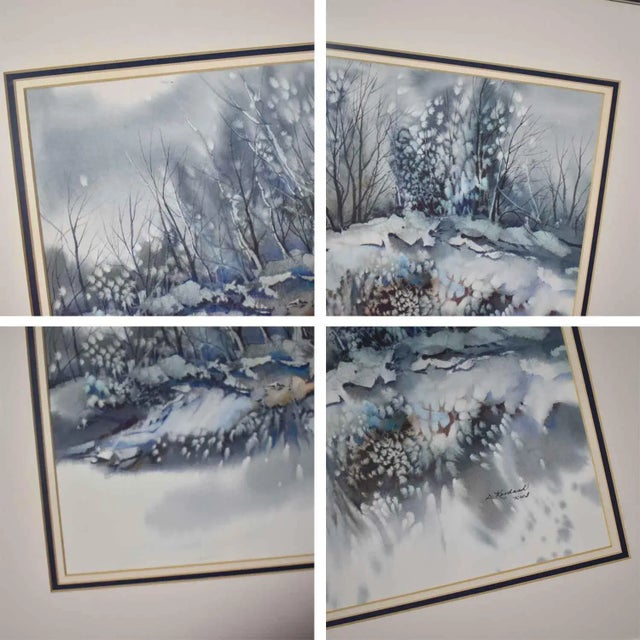 Vintage Watercolor Winter Landscape Paintings by Dorothy M. Reece Kordash - a Pair For Sale - Image 11 of 13
