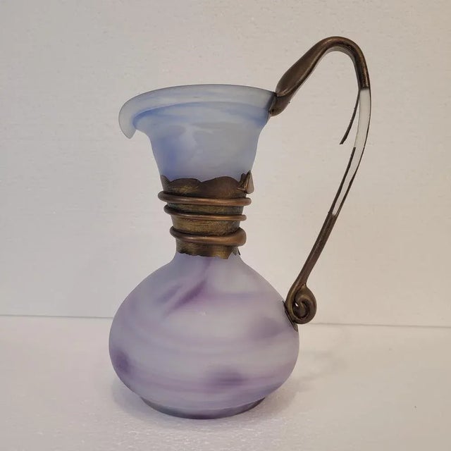 Violet Glass Jug with Gilt Decorations, France, 1980s For Sale - Image 4 of 17