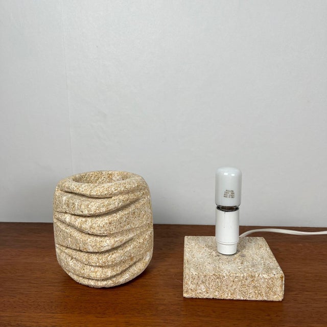 Beige Limestone Table Lamp in the style of Gerard Esnault, 1960-1970s For Sale - Image 8 of 16