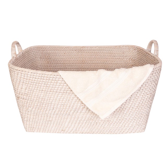 White Artifacts Saboga Home Everything Basket with Hoop Handles in White Wash - 25" For Sale - Image 8 of 13