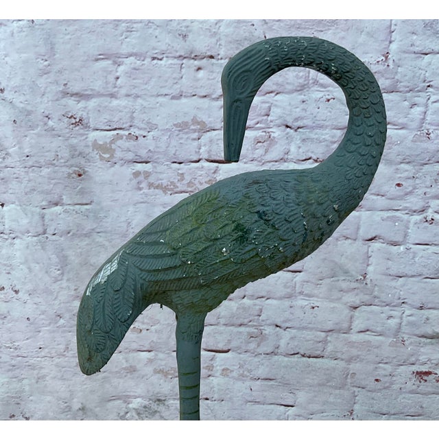 Mid-Century Modern Vintage Cast Metal Cranes, a Pair For Sale - Image 3 of 8