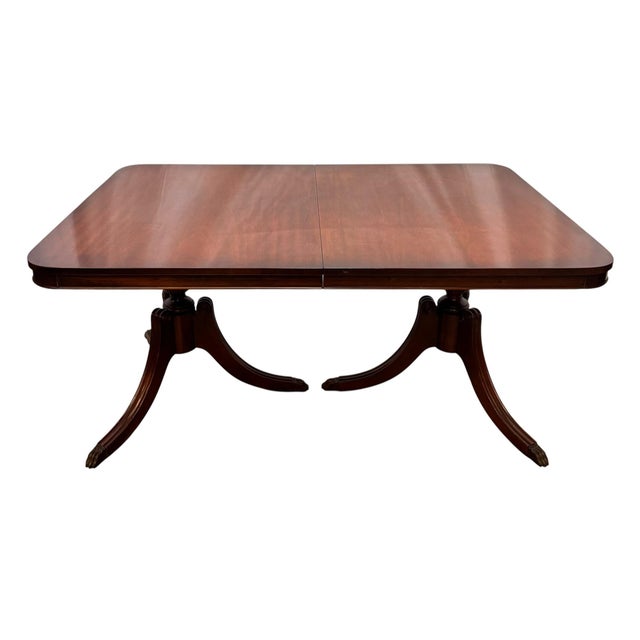 American Vintage Traditional Federal Style Mahogany Extension Dining Table For Sale - Image 3 of 12