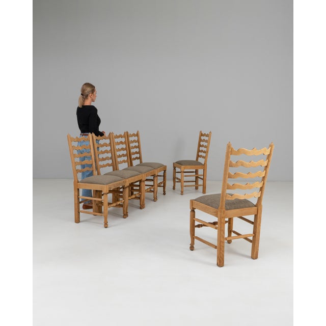 20th Century French Oak Dining Chairs With Upholstered Seats - Set of 6 For Sale - Image 17 of 18