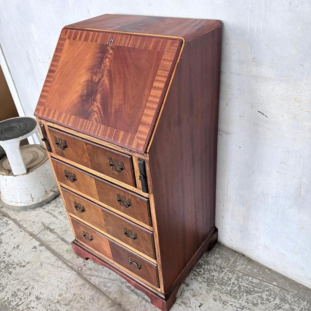 Antique Mahogany & Oak Fall-Front Writing Bureau For Sale - Image 6 of 11