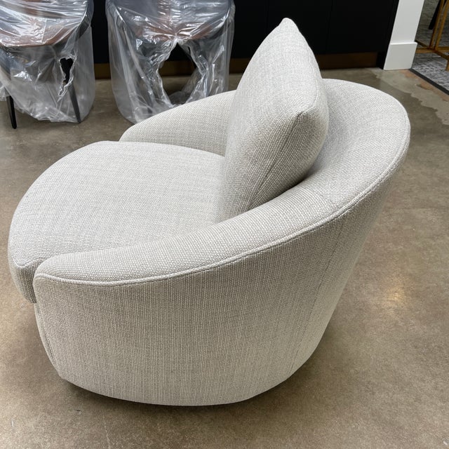 Round Swivel Chair by Lazar in Holly Hunt Textile Chairish