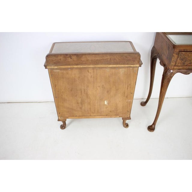 Art Deco Burr Walnut Vanity with Mirror and Cabinet, Czechoslovakia, 1920s, Set of 3 For Sale - Image 13 of 18