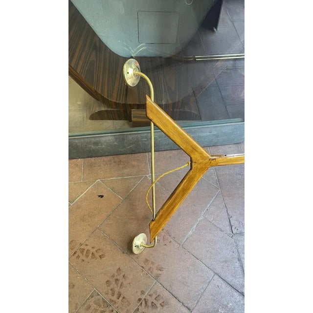 Wall Light in Wood and Brass from Stilnovo For Sale - Image 4 of 5