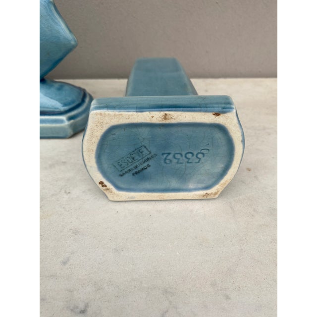 1930s French Majolica Sailing Ship Clock With Vases Sarreguemines Circa 1930 For Sale - Image 5 of 7