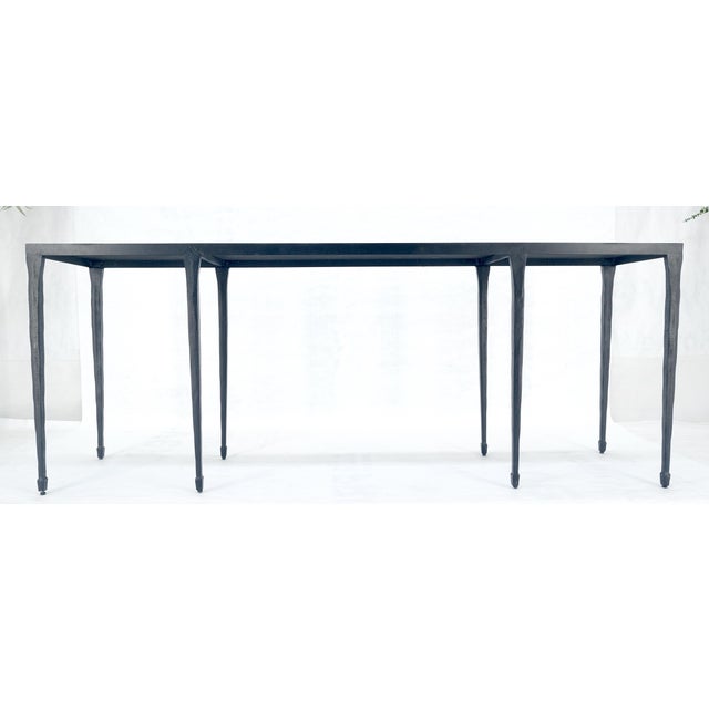 Wrought Iron Blacksmith Work Gallery Top 19x84" Long Console Sofa Table MINT For Sale - Image 10 of 14