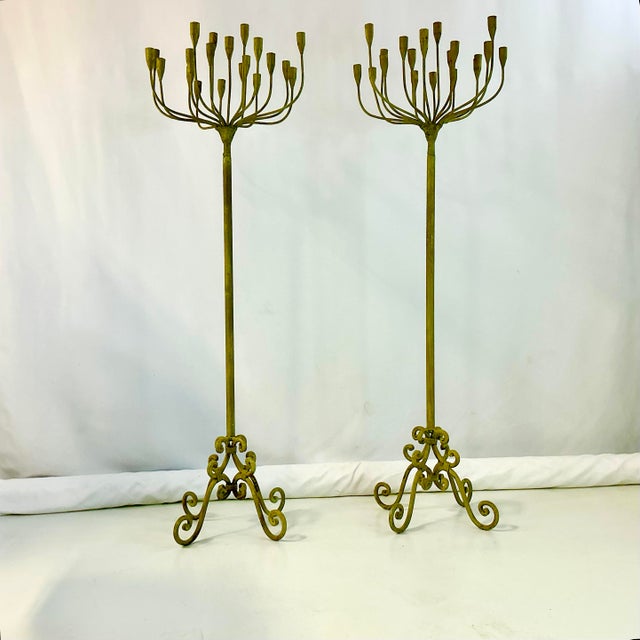 Late 1800s Antique French Art Nouveau Monumental Candelabras, Floor Candle Stands- A Pair. For Sale - Image 10 of 12