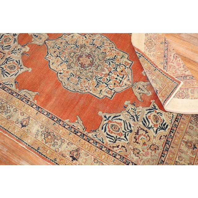 Orange 19th Century Persian Hadji Jali Li Tabriz Rug - 4'1" x 5'10" For Sale - Image 8 of 9