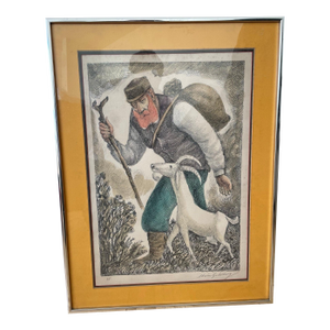 Chaim Goldberg "The Wanderer" Signed Artist Proof Lithograph - Judaica / Shtetl Life